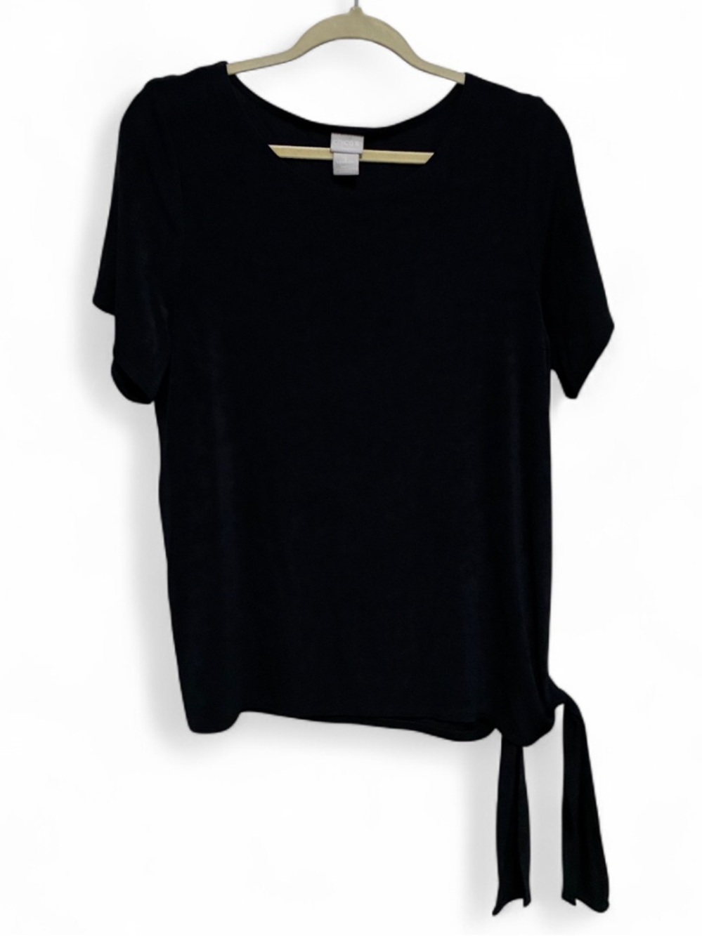 Chico’s Travelers Dark Blue Short Sleeve Tie-Hem Top